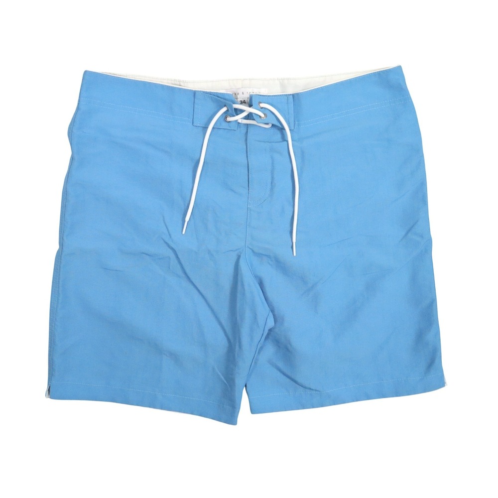 Parke & Ronen Swim Trunks Mens 34 Blue Solid Lined Shorts Board Nylon Beachwear